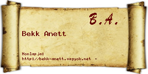 Bekk Anett névjegykártya