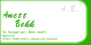 anett bekk business card